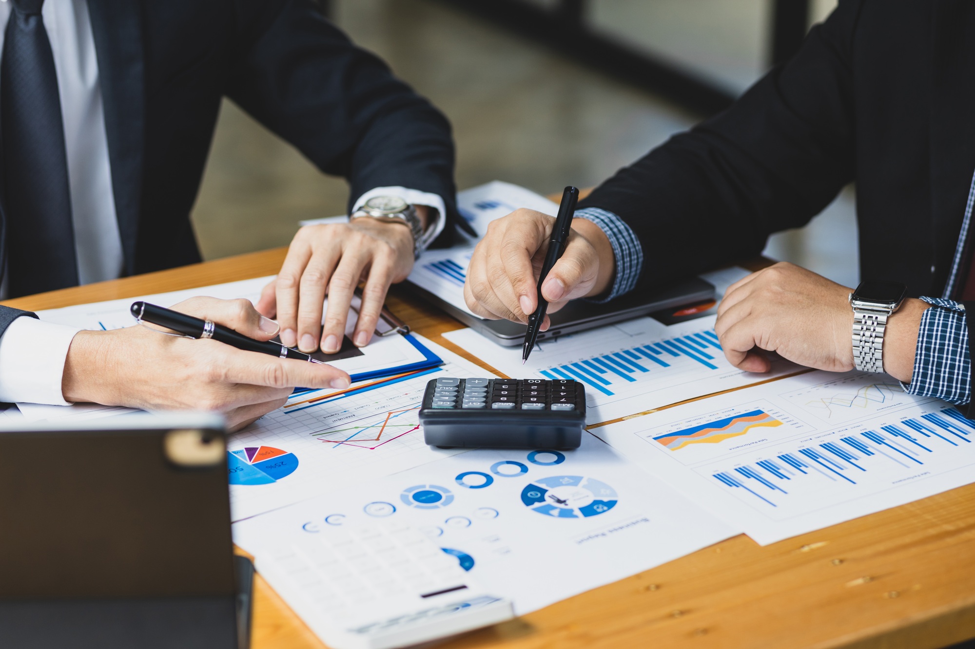 Analyzing financial accounts and planning budgets.